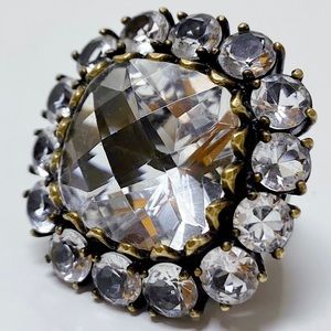 Badgley Mischka Couture Crystal Jewel Cocktail Ring 6.5
